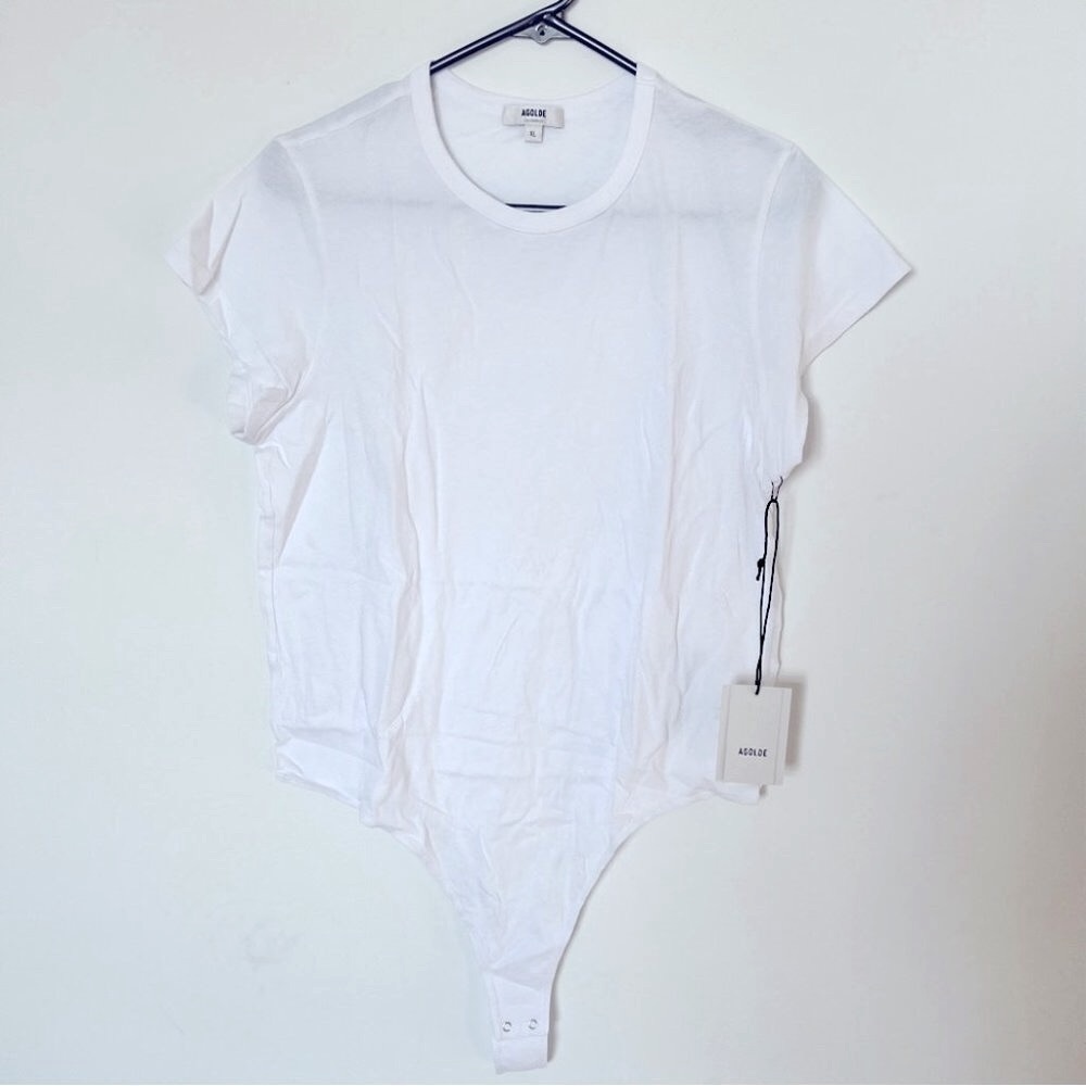Nwt- Agolde, Women’s Irina Thong Bodysuit in White. Size Xl.